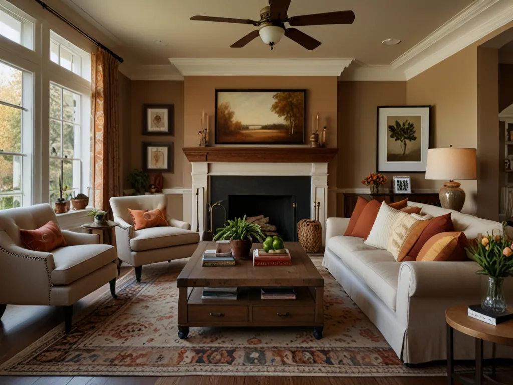 Cozy traditional living room with warm colors