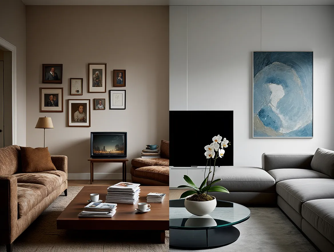 Before and after living room transformation