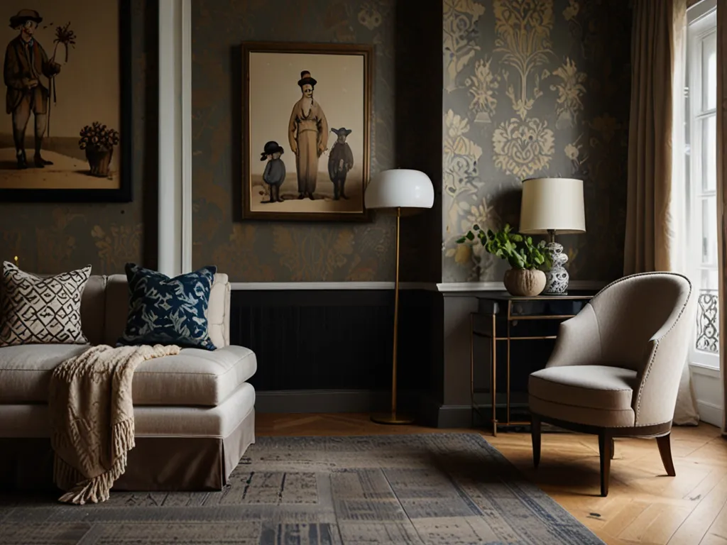 Room showcasing texture combinations and pattern mixing